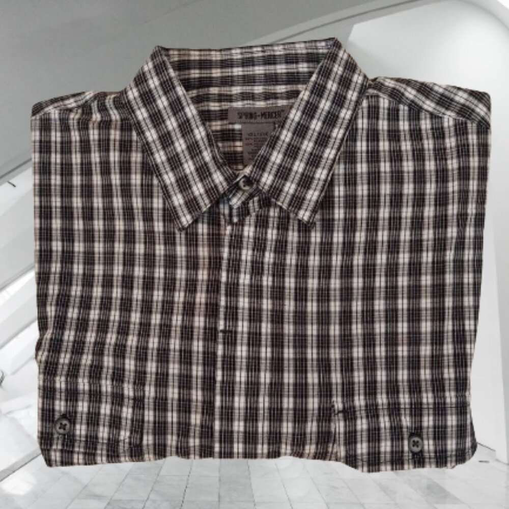 SPRING + MERCER MEN LONG SLEEVE HIDDEN FRONT BUTTONS CASUAL DRESS SHIRT -  XXL